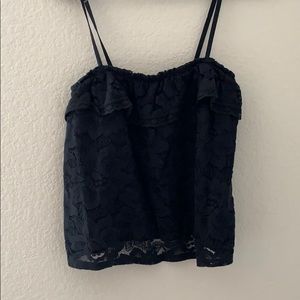 Navy blue ruffled tank top